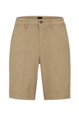Hugo Boss Tapered-fit Shorts In A Cotton Blend In Neutral