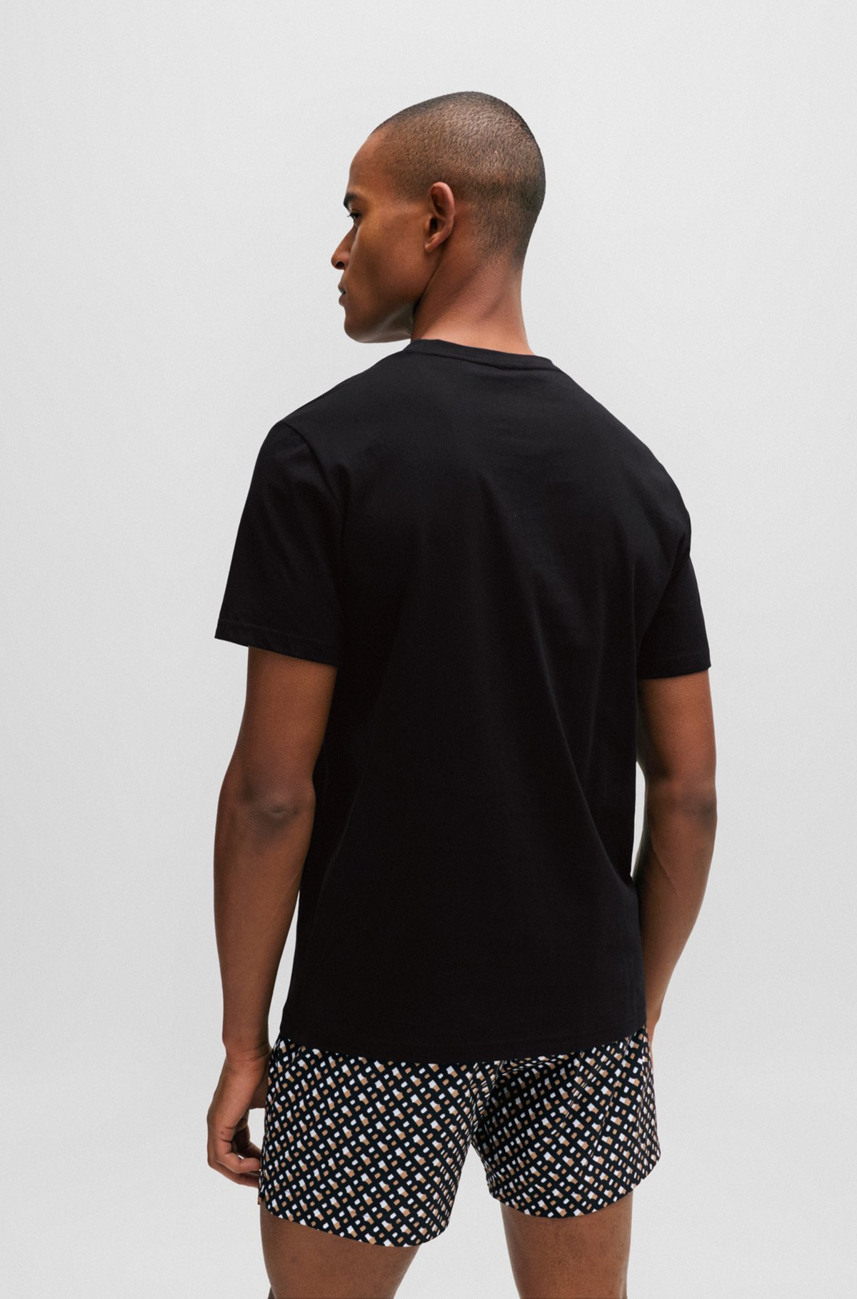 Cotton T-shirt with contrast logo, Black