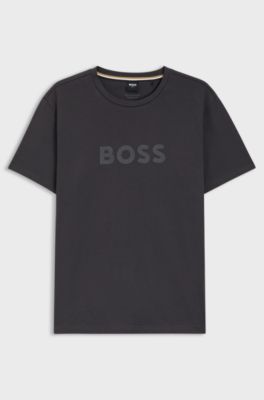 Cotton-jersey T-shirt with logo print, Dark Grey