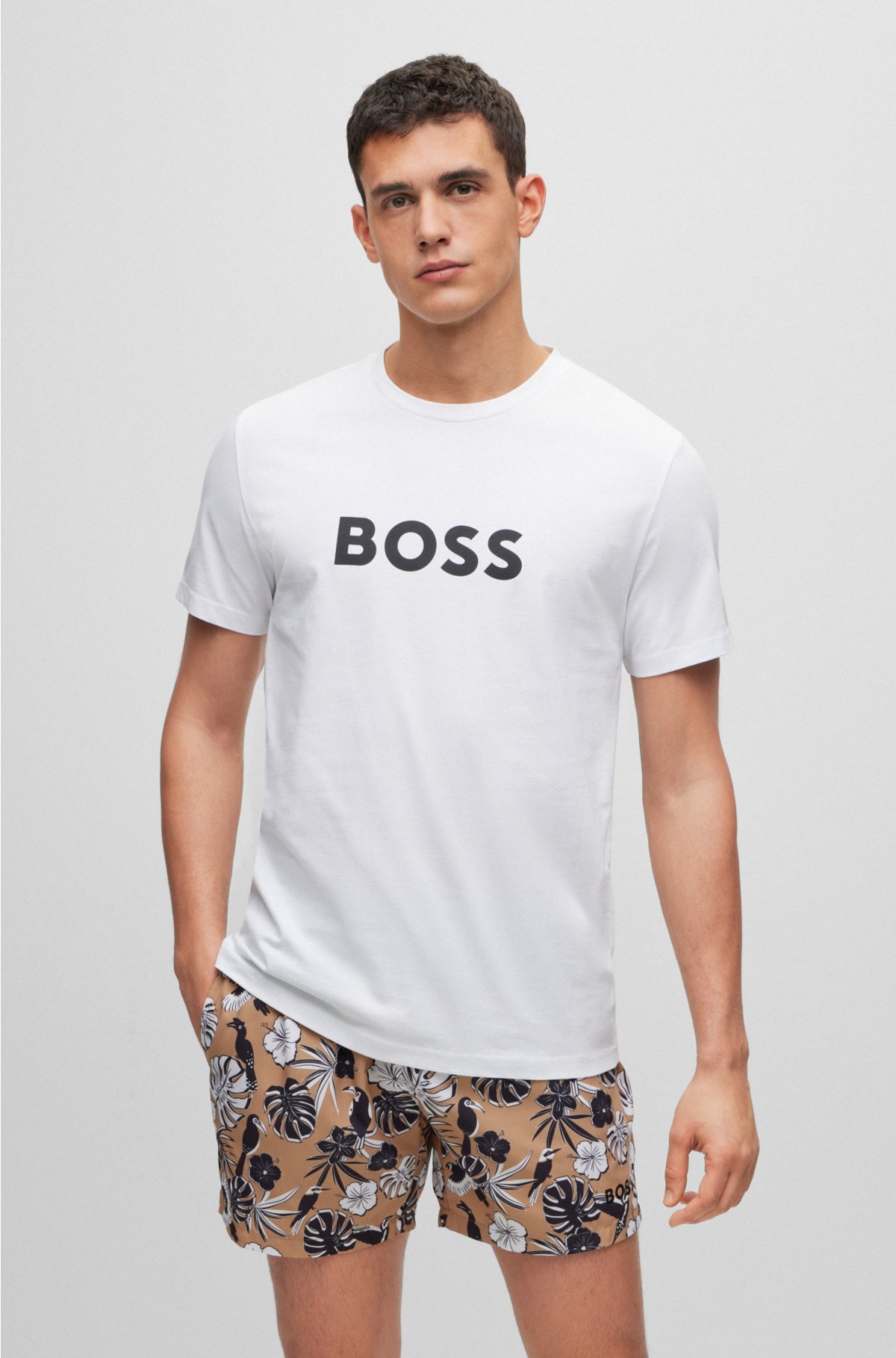 BOSS Organic-cotton T-shirt with logo
