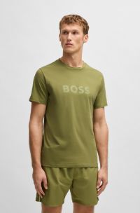 Cotton-jersey T-shirt with logo print, Green