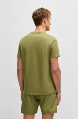 Cotton-jersey T-shirt with logo print, Green