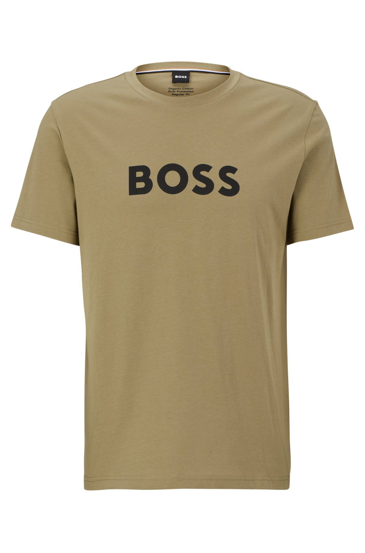 Cotton T-shirt with contrast logo, Light Green