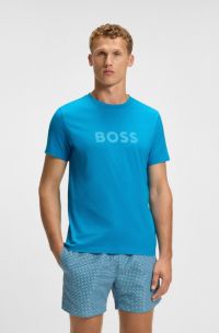 T-Shirt aus Baumwoll-Jersey mit Logo-Print, Türkis