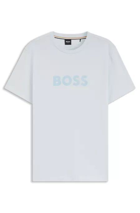 Camiseta de punto de algodón con logo estampado