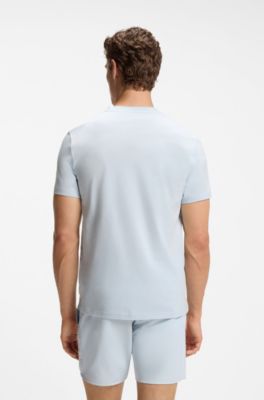 T-shirt in jersey di cotone con logo stampato, Celeste