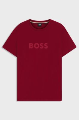 T-shirt en jersey de coton &agrave; logo imprim&eacute;, Rouge