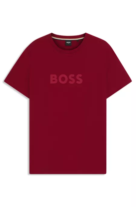 Cotton-jersey beach T-shirt with logo print