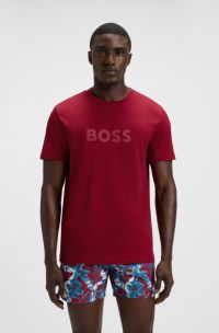 Cotton-jersey T-shirt with logo print, Red