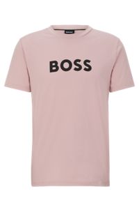 Cotton T-shirt with contrast logo, light pink