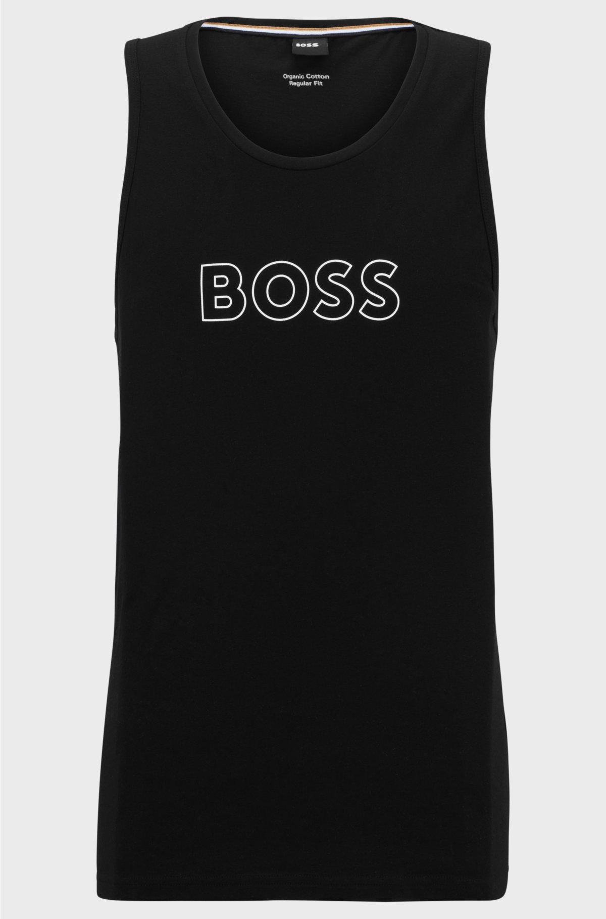 Tank top in cotton jersey with outline logo, Black