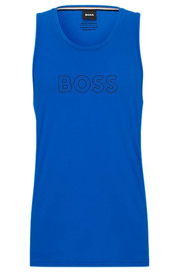 Tank top in cotton jersey with outline logo, Hugo boss