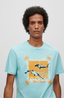 BOSS Cottonjersey regularfit Tshirt with seasonal artwork