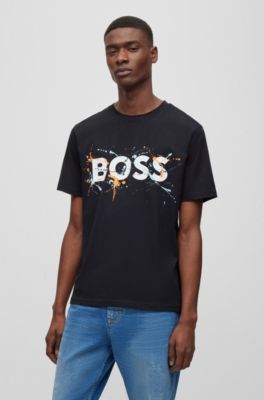 Boss - Cotton-Jersey T-Shirt With Colourful Logo Artwork