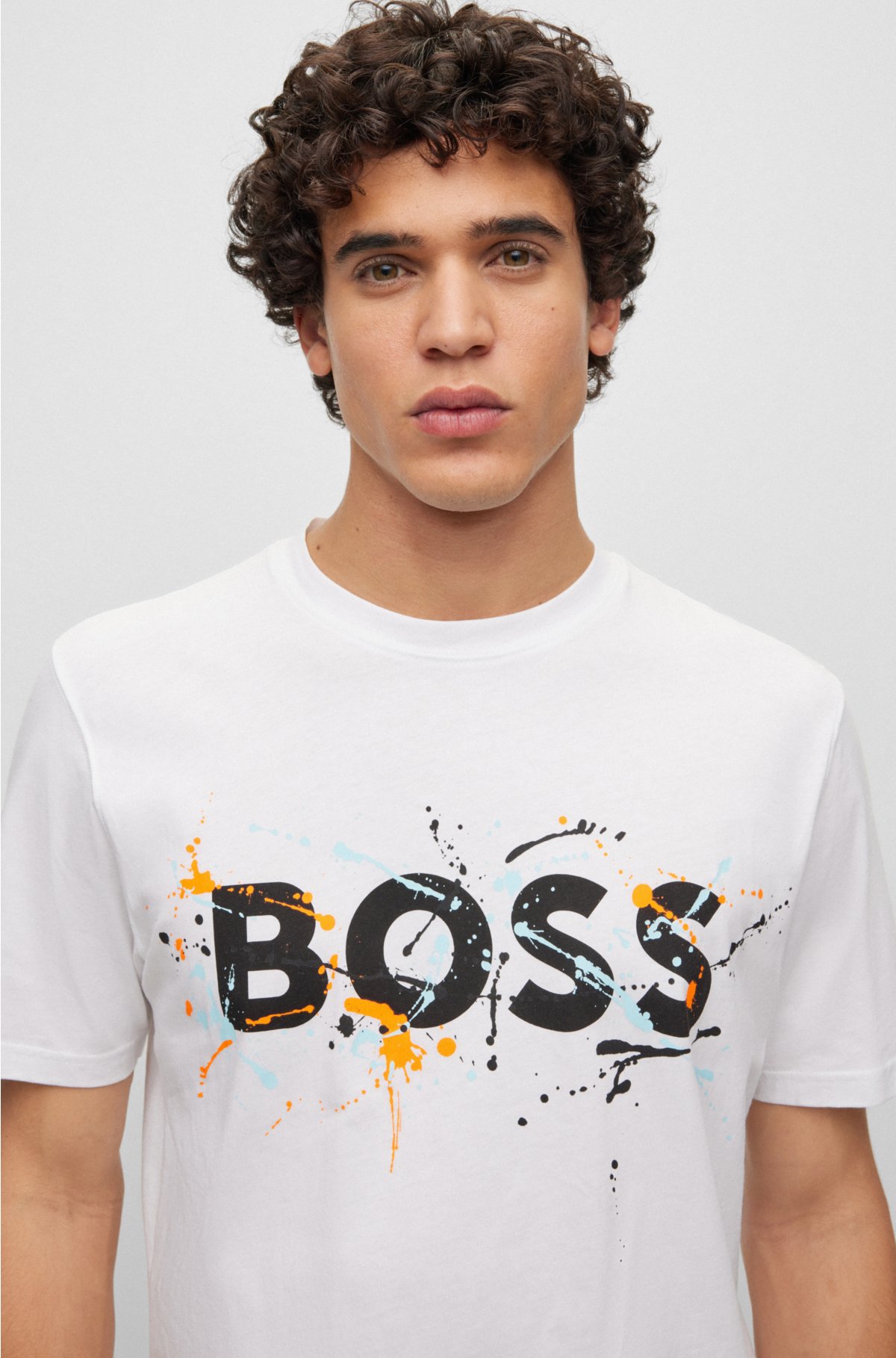 boog Overgave negatief BOSS - T-shirt van katoenen jersey met kleurrijk logo-artwork