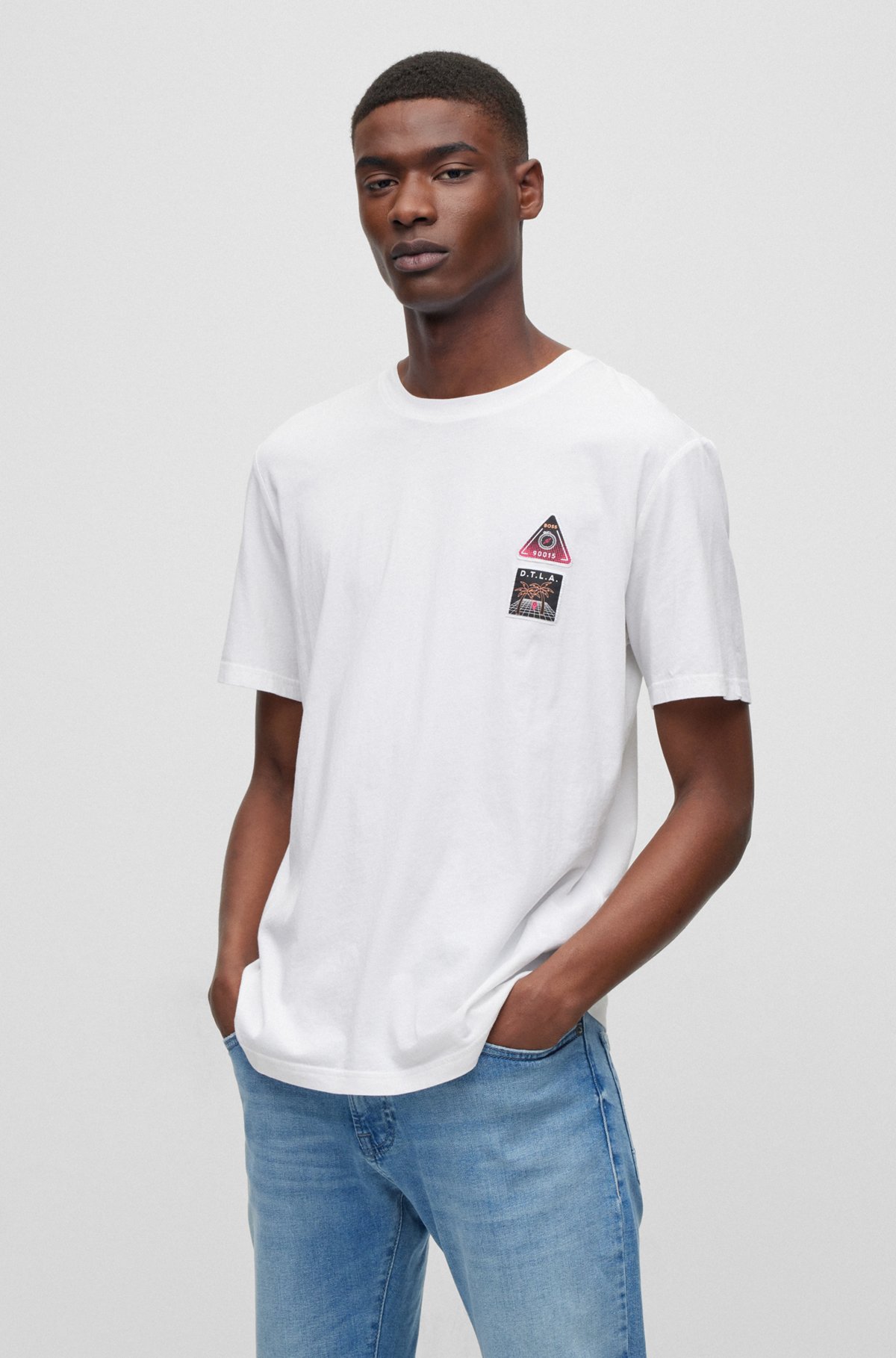 BOSS - Cotton-jersey T-shirt with seasonal prints
