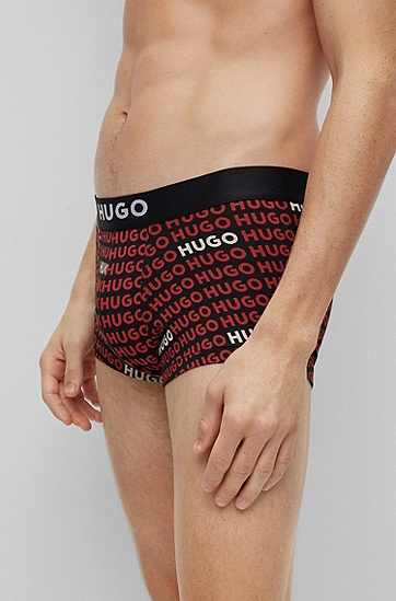 HUGO 雨果徽标裤腰弹力棉质短裤两条装,  649_Open Red