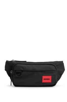 HUGO Recycled fabric belt bag with red logo label