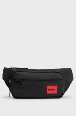 G&uuml;rteltasche mit Logo-Label aus Gummi, Schwarz