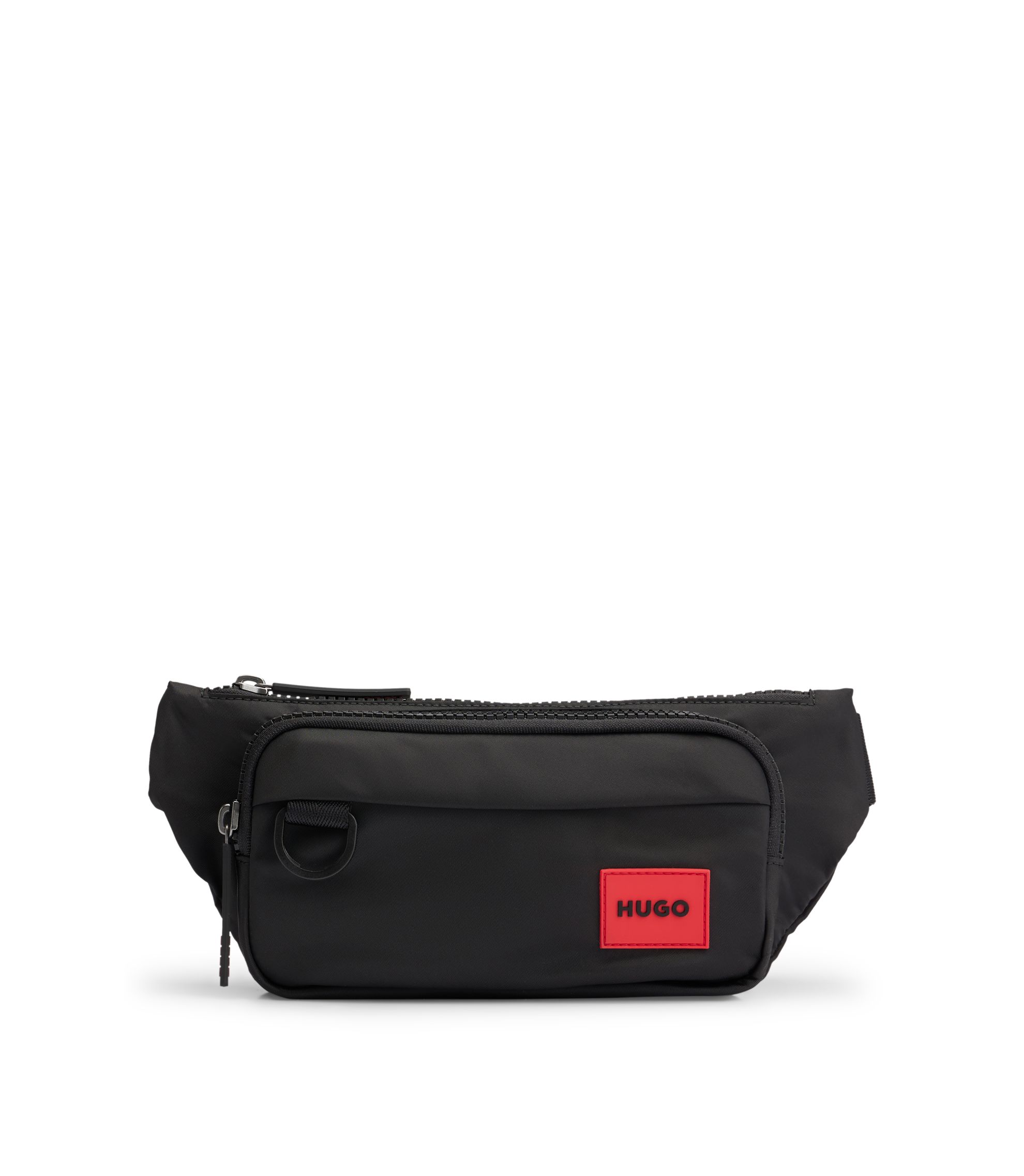 HUGO - Belt bag with rubber logo label - Black