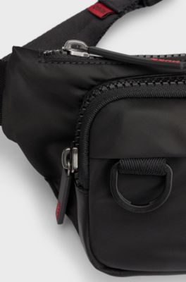 G&uuml;rteltasche mit Logo-Label aus Gummi, Schwarz