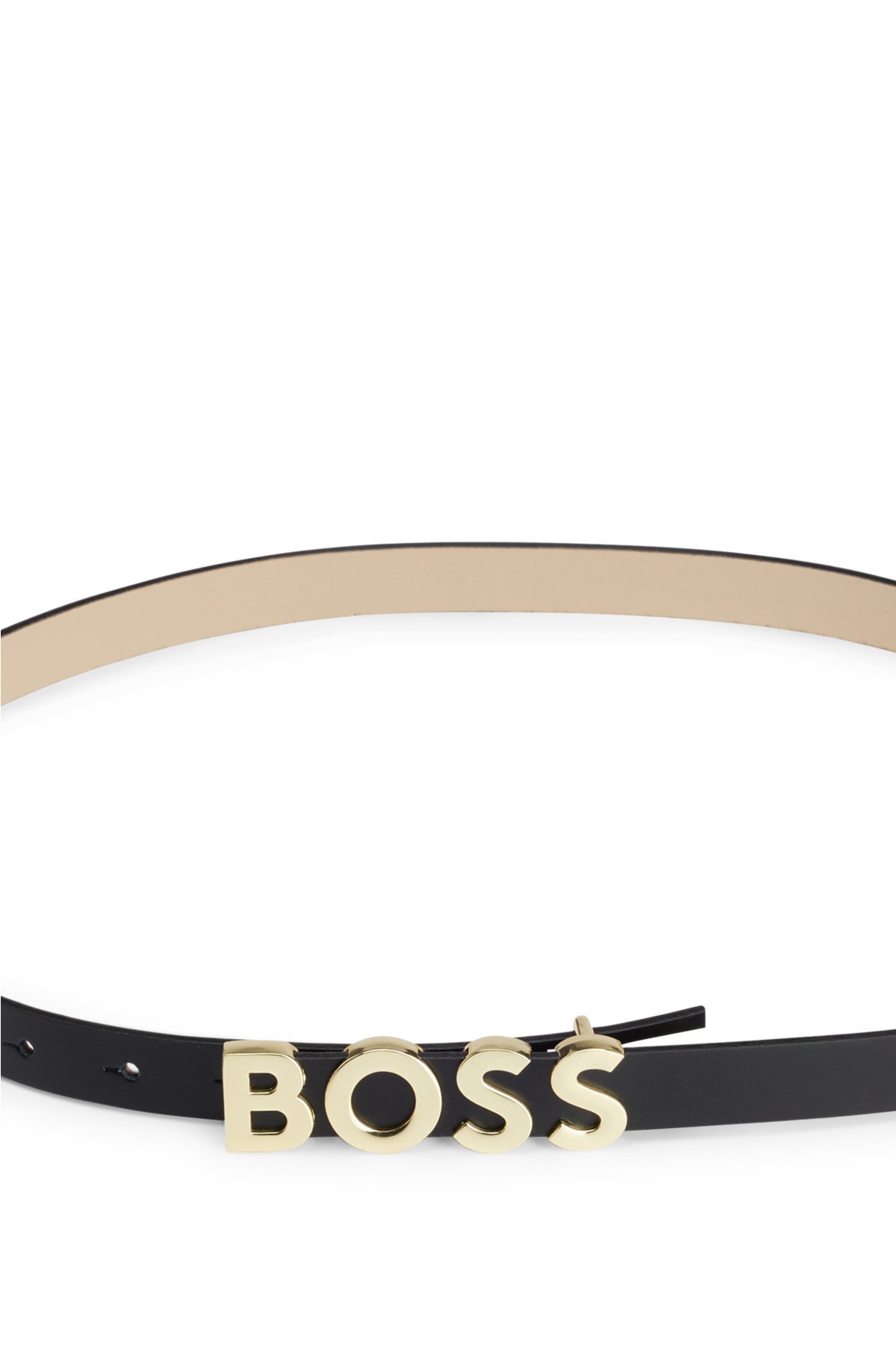BOSS - Gürtel aus italienischem Logo-Schließe mit Leder silberfarbener