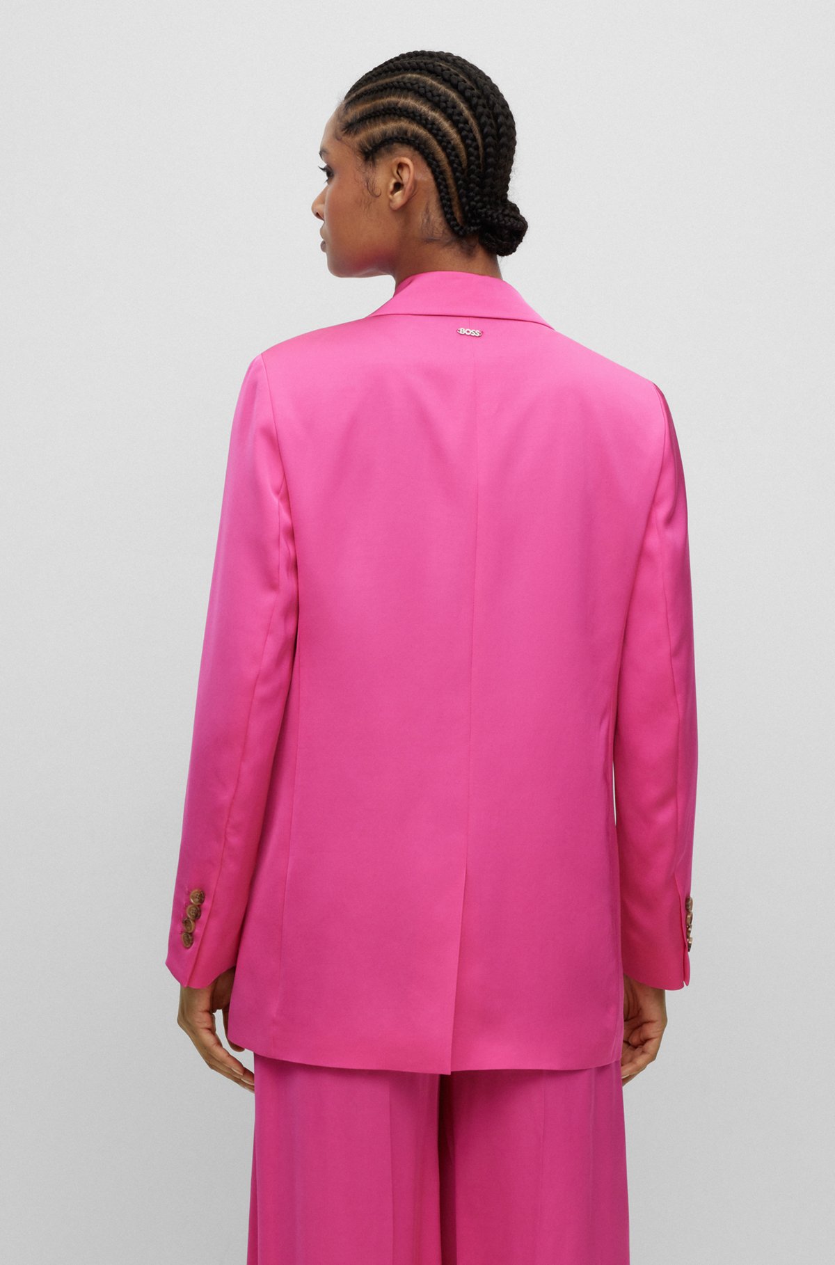 BOSS x Alica Schmidt regular-fit jacket with double-breasted front, Pink