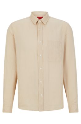 HUGO - Relaxed-fit long-sleeved shirt in pure linen