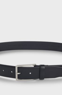 G&uuml;rtel aus italienischem Leder mit Metalldetails in geb&uuml;rsteter Silber-Optik, Dunkelblau