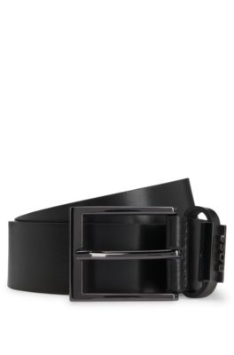 BOSS - Italian-leather keeper belt logo with