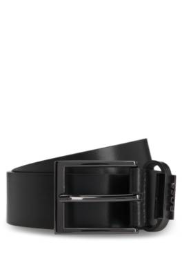 Italian-leather belt with brushed gunmetal hardware 1