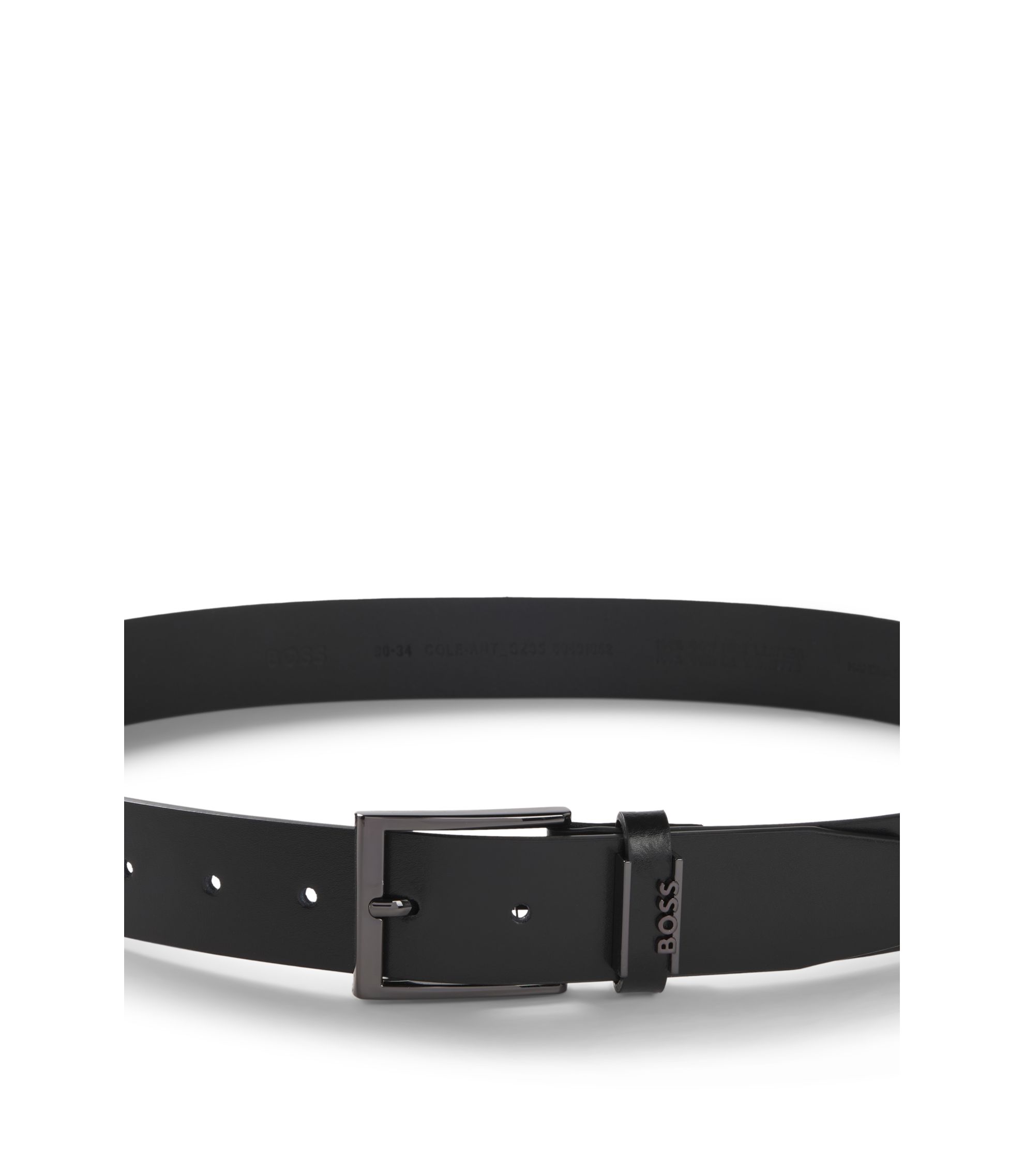 BOSS - イタリアンレザーベルト ロゴループ - ブラック
