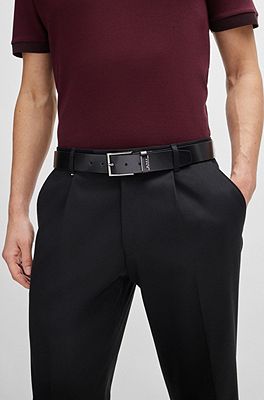 BOSS - Italian-leather belt with logo keeper