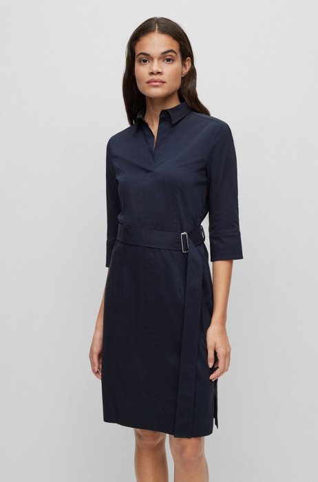 Business dress in an organic-cotton blend, Dark Blue