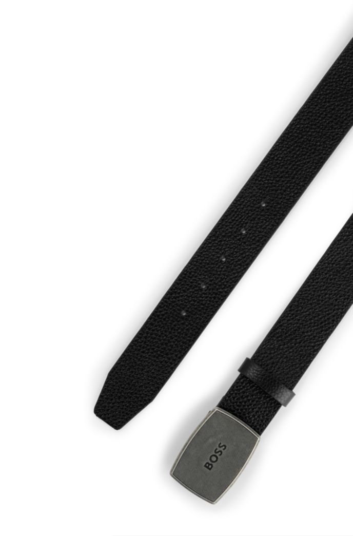 BOSS - Cinturón de piel con con placa de la marca