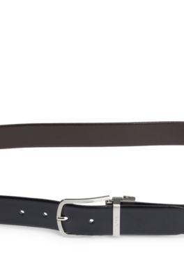 Reversible belt in Italian leather with pin buckle, Black