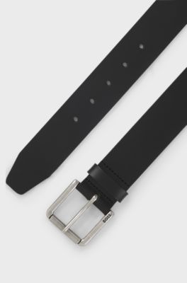 Riem van glad leer met doorngesp, Zwart