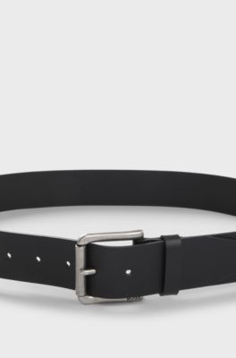 Riem van glad leer met doorngesp, Zwart