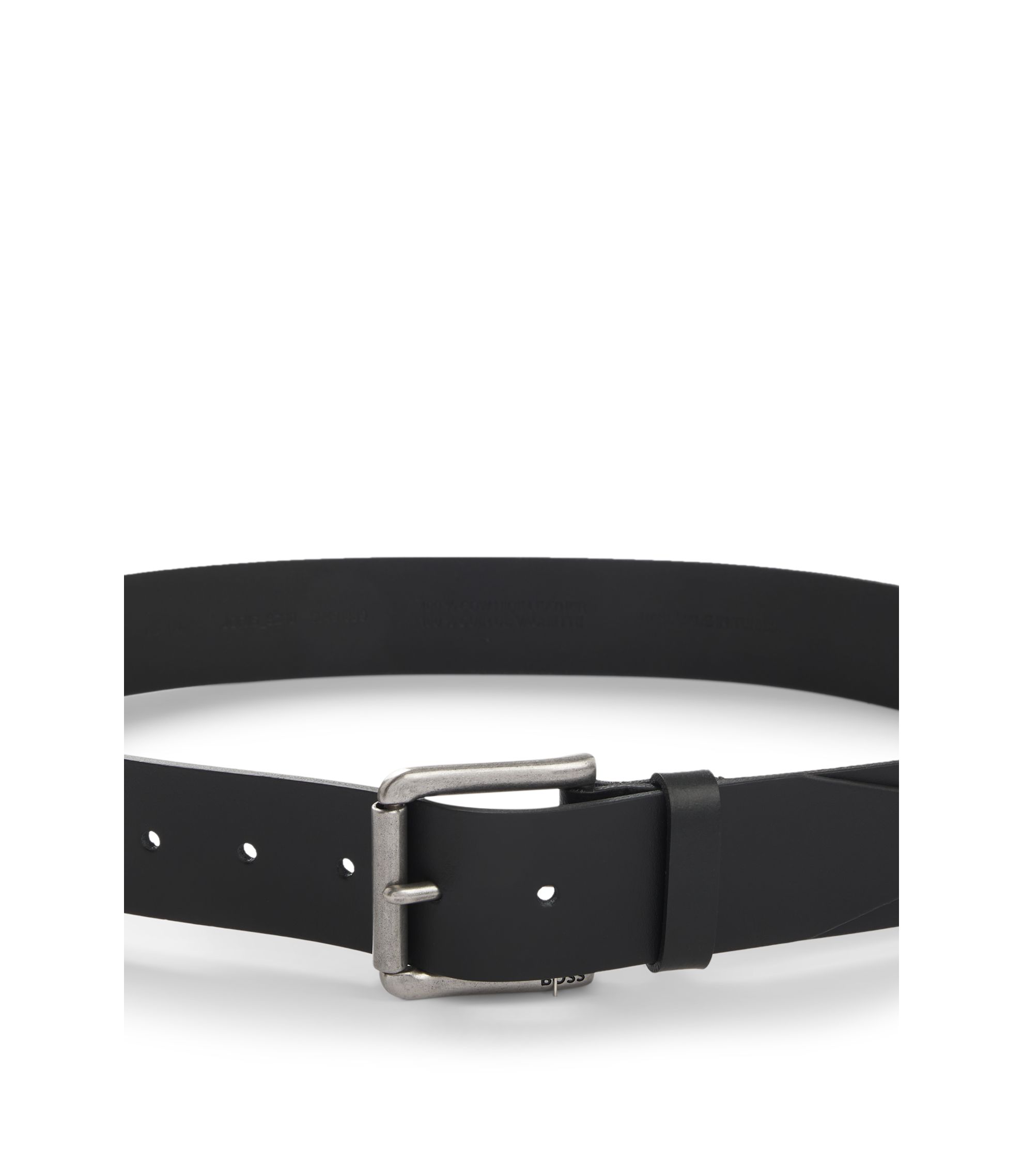 BOSS - レザーベルト ロゴピンバックル - ブラック