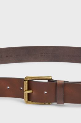 Understated leather belt with pin buckle, Dark Brown