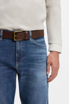 Understated leather belt with pin buckle, Dark Brown