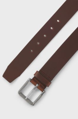 Smooth-leather belt with pin buckle, Dark Brown