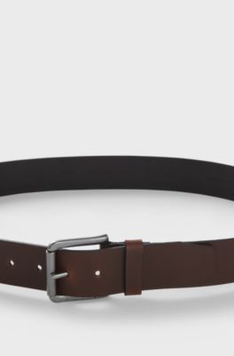 Smooth-leather belt with pin buckle, Dark Brown