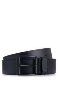 Cinturón de piel italiana con detalle de la marca en la trabilla, Negro