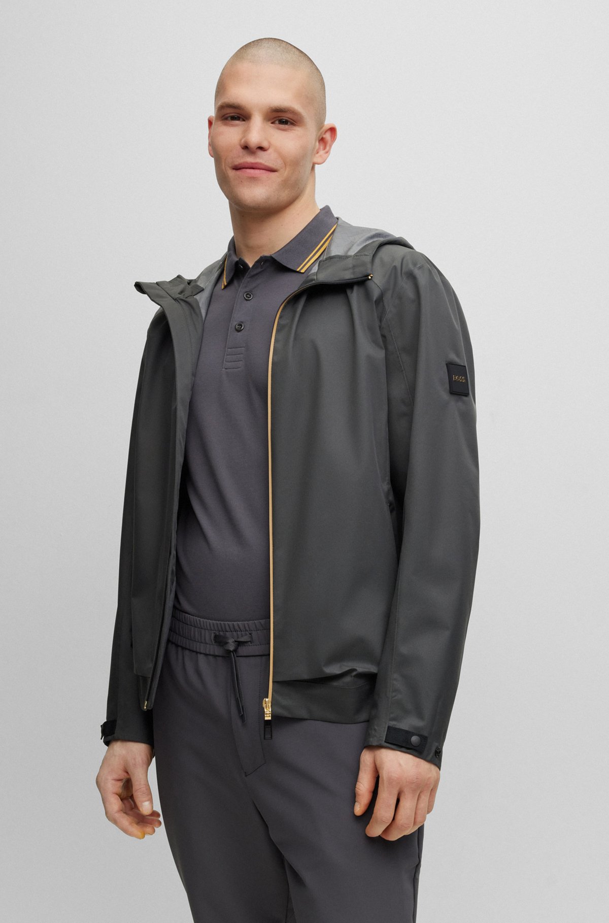 Water-repellent jacket with rear ventilation, Dark Grey