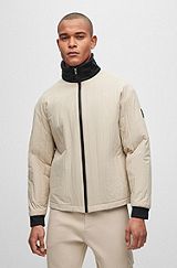 Water-repellent padded jacket with vertical quilting, Light Beige