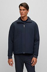 Водоотталкивающая стеганая куртка с вертикальной стежкой, Темно-синий