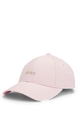 Cotton-denim cap with embroidered logo, light pink