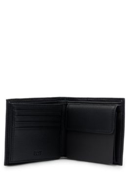 BOSS Grained fauxleather trifold wallet with signature stripe