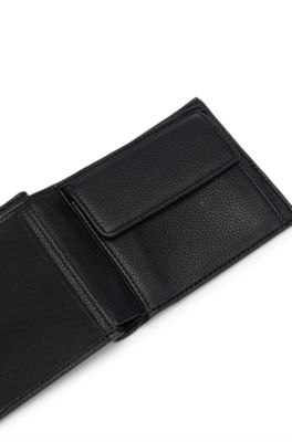 BOSS Grained fauxleather trifold wallet with signature stripe